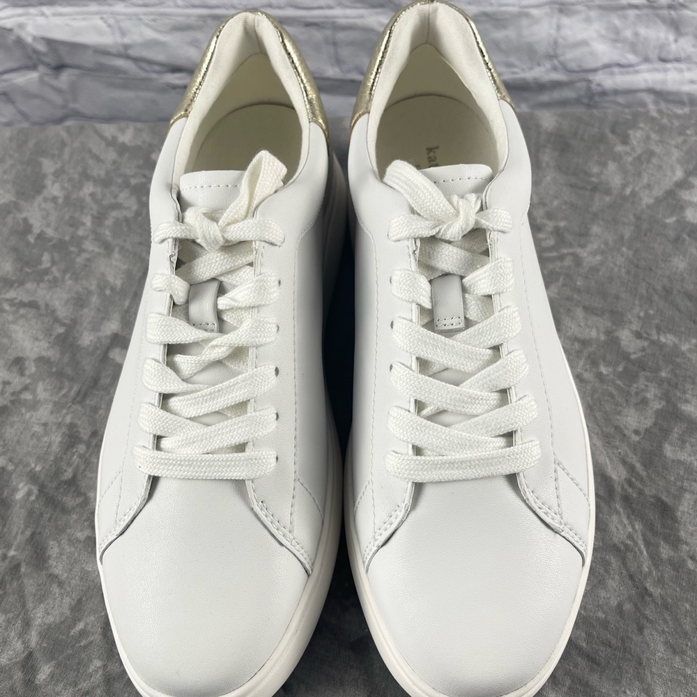 Kate Spade Women's Lift OpticWhite and Gold Sneakers Size 8.5 - Picture 12 of 14